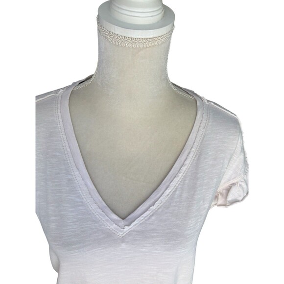 Anthropologie Pilcro Women’s Ruffle Short Sleeve V-Neck Top Sz XS Cream Oversize - Picture 14 of 15